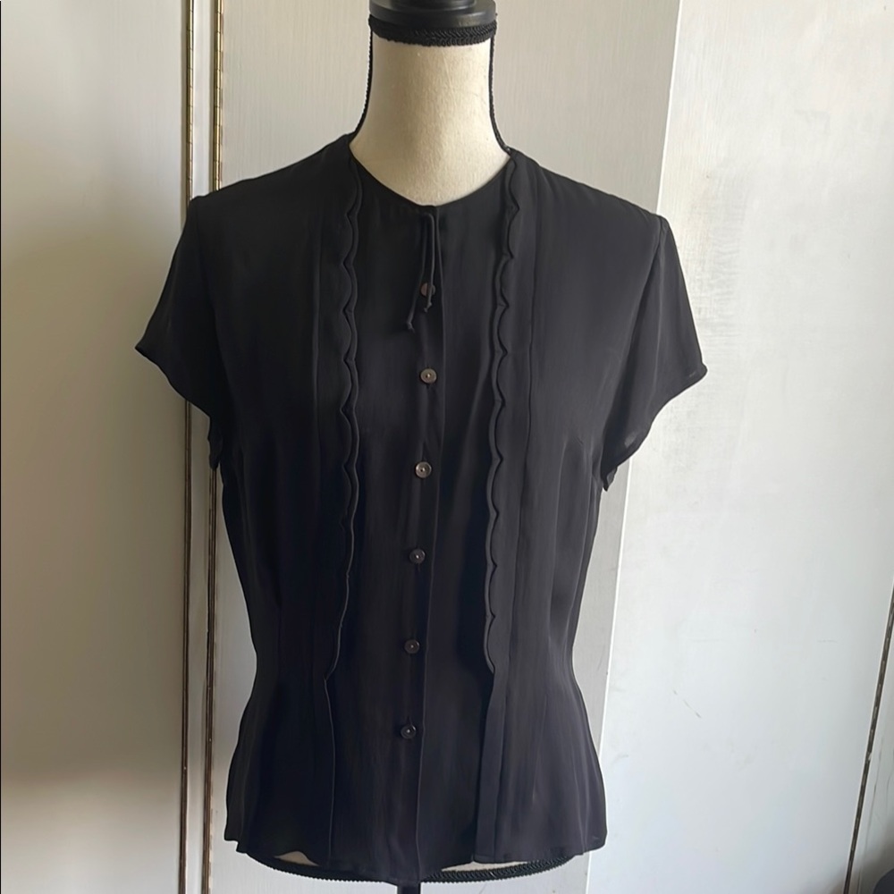 [Hayden Harnett] Black Silk Blouse